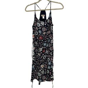 Loft‎ Floral Navy Midi Dress Womens M Petite Garden Party Brunch Office Wear